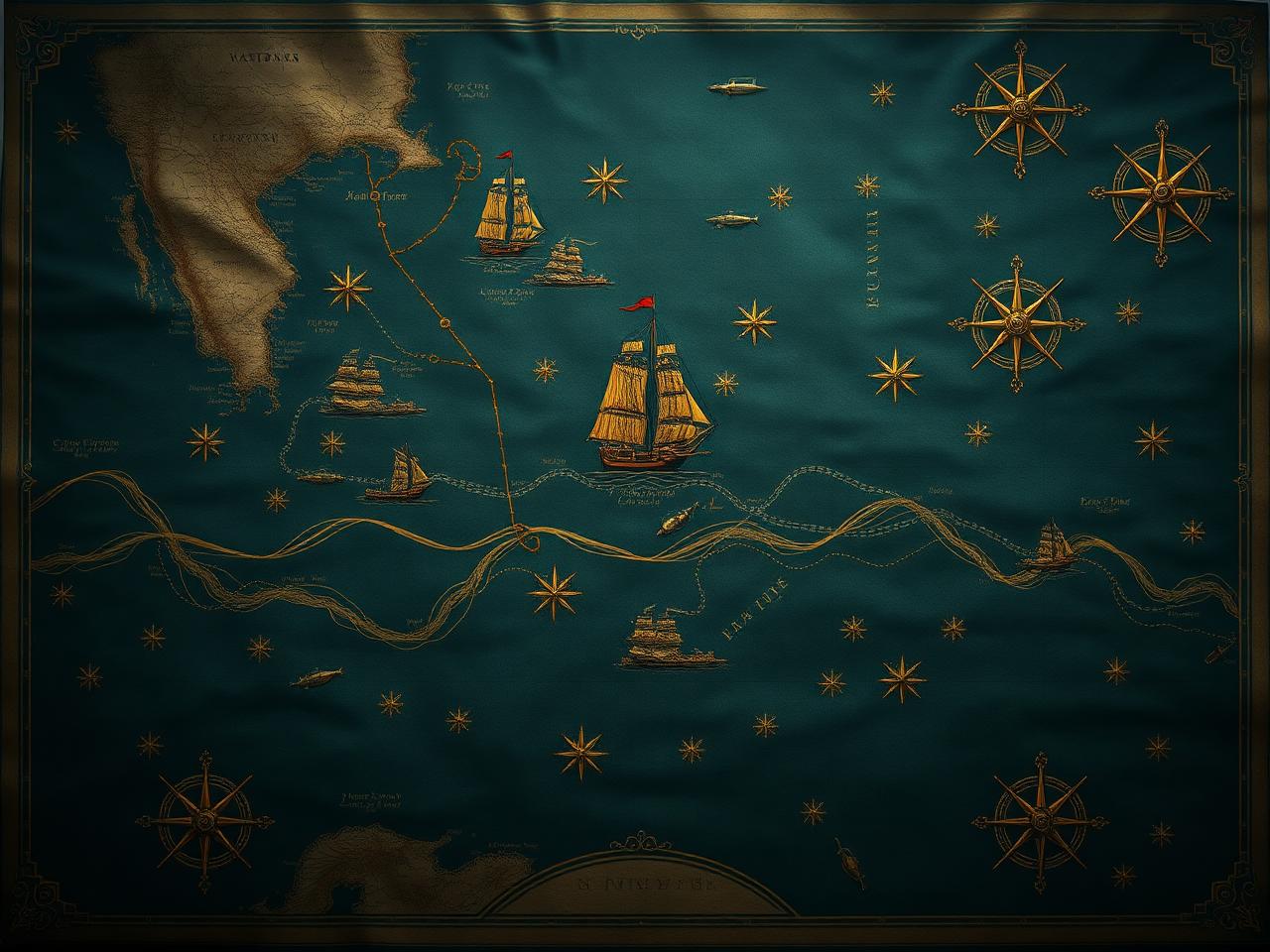 Mediterranean merchant chart with trade routes